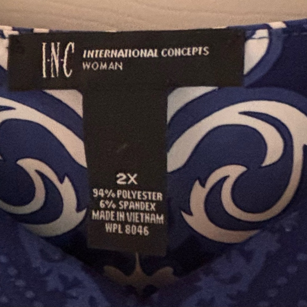 INC International Concepts Blue and White Dress 2x - Picture 3 of 3